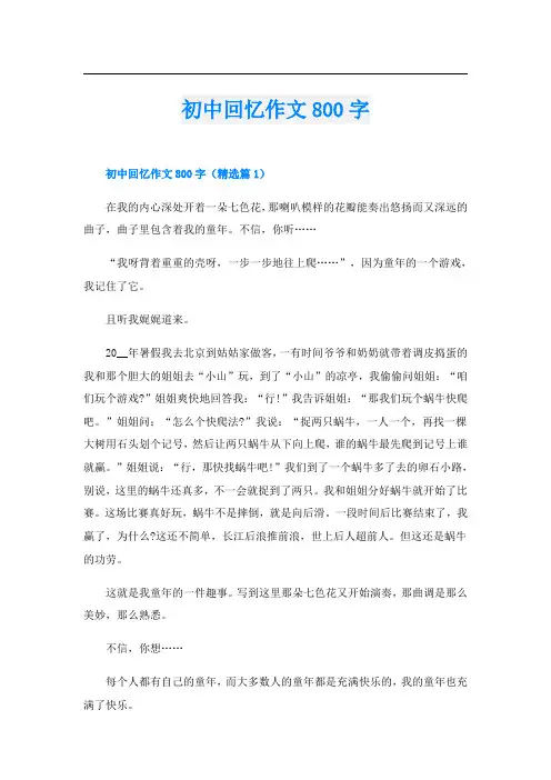 初中回忆作文800字