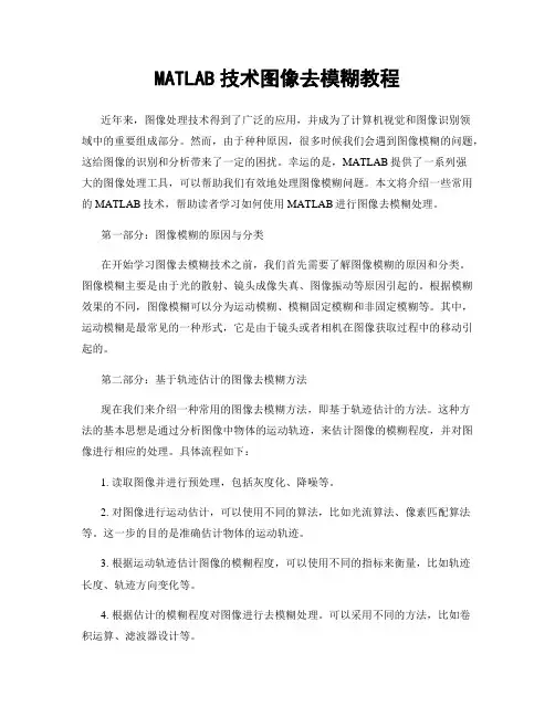 MATLAB技术图像去模糊教程