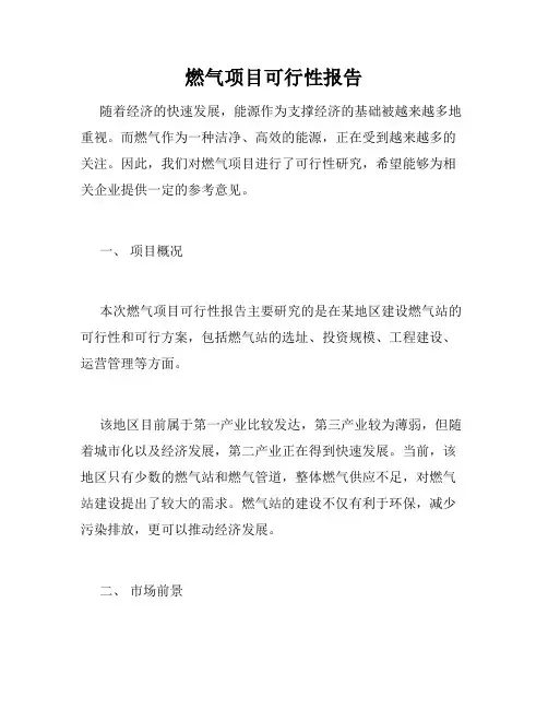 燃气项目可行性报告
