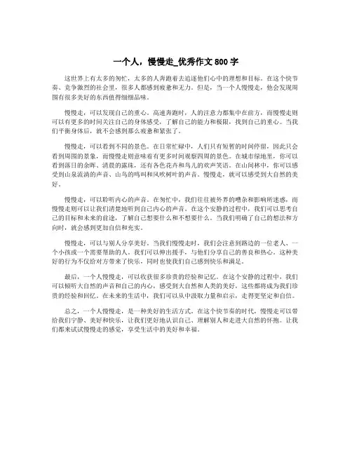一个人,慢慢走_优秀作文800字