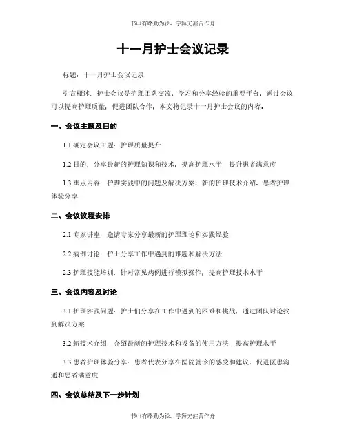 十一月护士会议记录