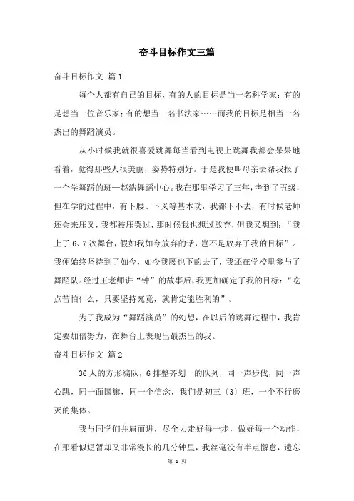 奋斗目标作文三篇