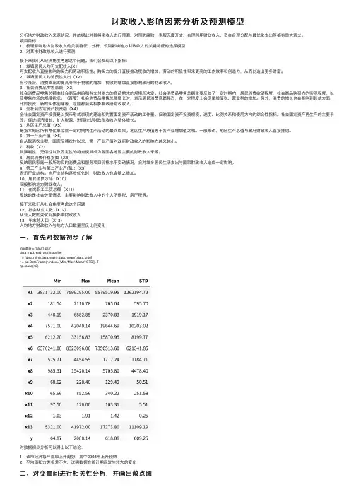 财政收入影响因素分析及预测模型