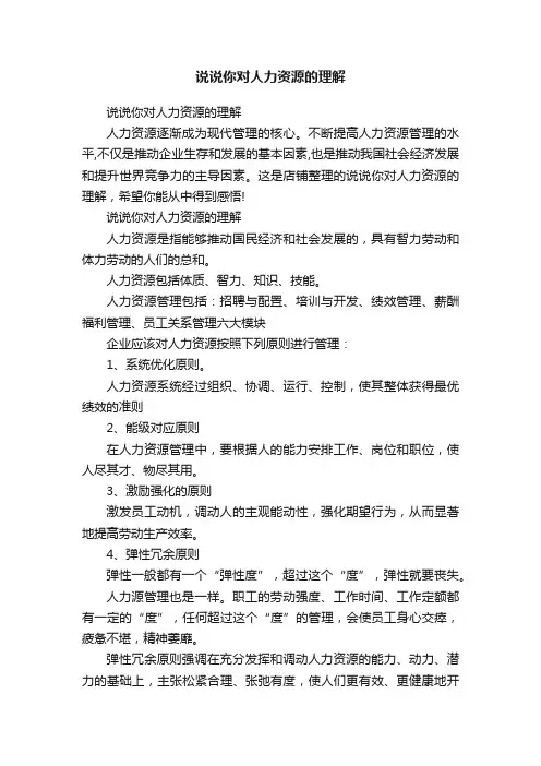 说说你对人力资源的理解