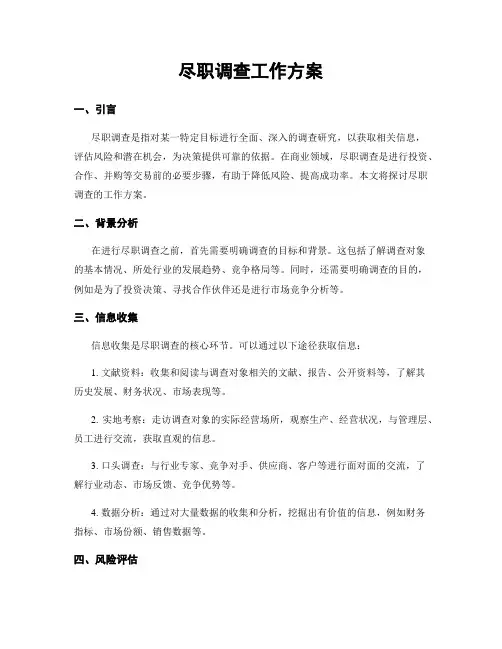 尽职调查工作方案