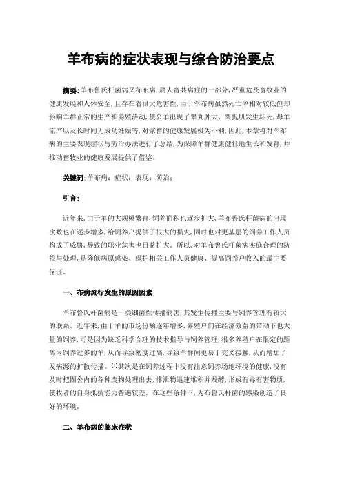 羊布病的症状表现与综合防治要点
