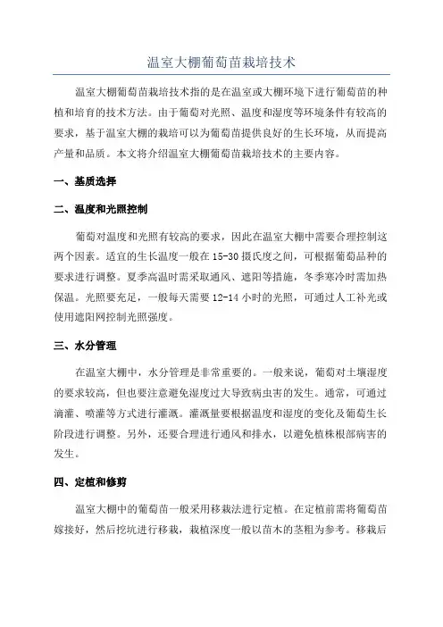 温室大棚葡萄苗栽培技术