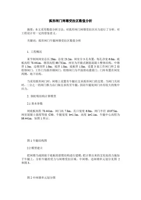 弧形闸门闸墩受拉区数值分析