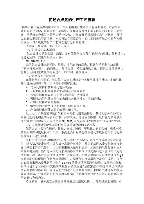 简述合成氨的生产工艺流程