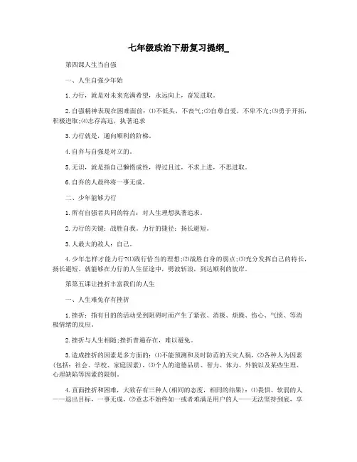 七年级政治下册复习提纲_