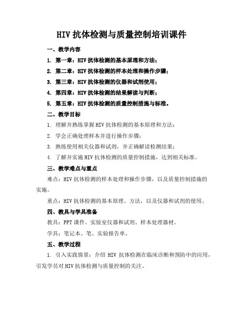 HIV抗体检测与质量控制培训课件