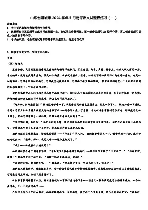 山东省聊城市2024学年5月高考语文试题模练习(一)含解析