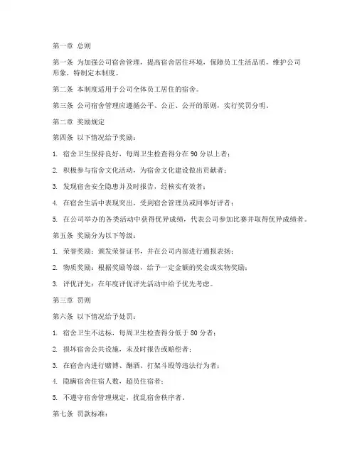 公司宿舍管理制度奖罚规定