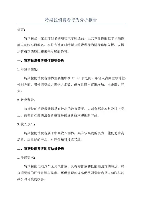 特斯拉消费者行为分析报告
