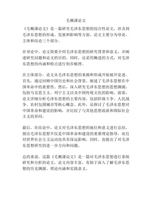 毛概课论文