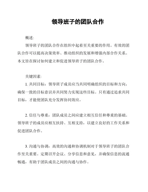 领导班子的团队合作