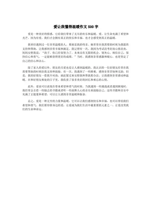 爱让我懂得温暖作文500字