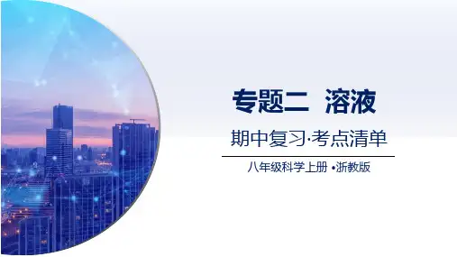 专题二溶液八年级科学上学期期中考点大串讲(浙教版)