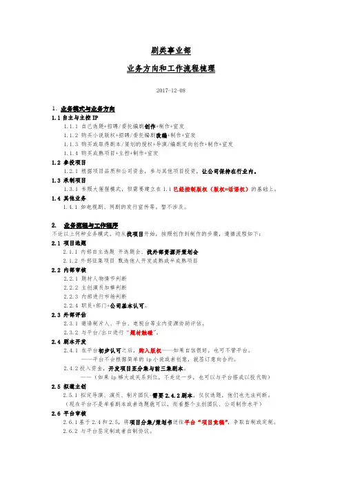 剧类公司业务模式与流程梳理