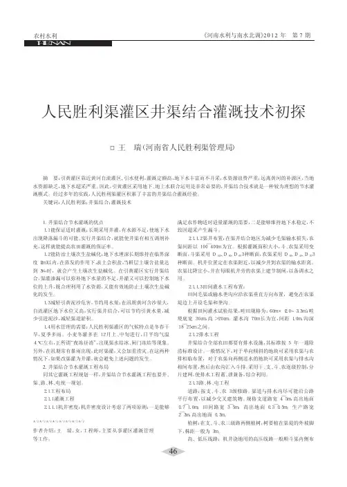 人民胜利渠灌区井渠结合灌溉技术初探