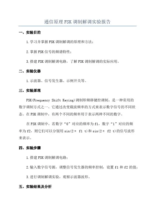 通信原理FSK调制解调实验报告