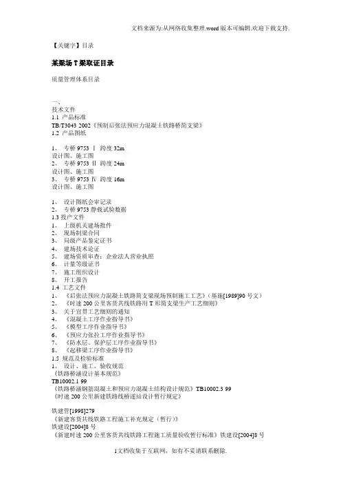 【目录】某梁场T梁取证目录