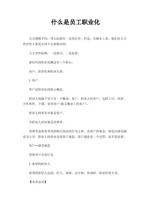 什么是员工职业化