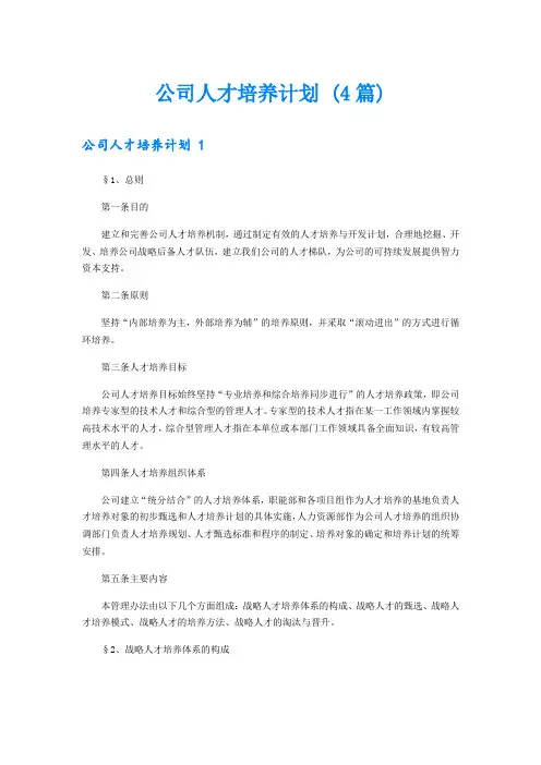 公司人才培养计划 (4篇)