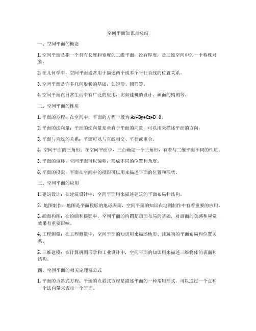 空间平面知识点总结