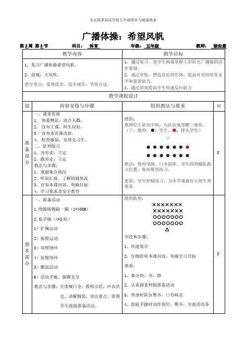 (完整版)广播体操希望风帆体育教案