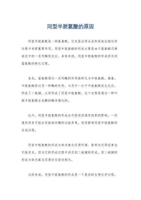 同型半胱氨酸的原因