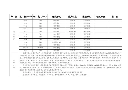 地质钻杆产品参数.