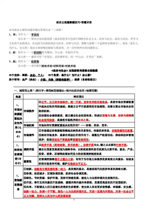 高中政治主观题常用答题术语2023新教材(4