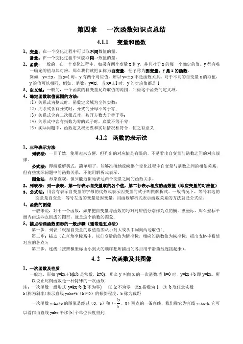 一次函数 - 知识点总结