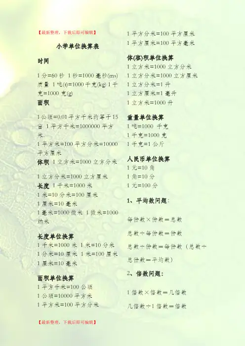 小学单位换算表(完整资料).doc