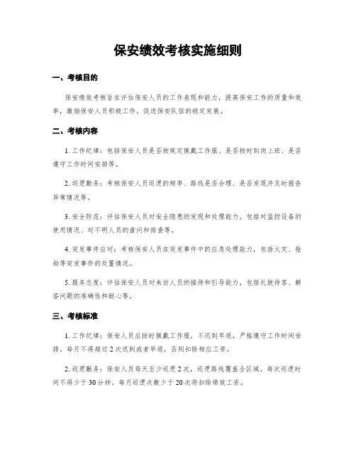 保安绩效考核实施细则