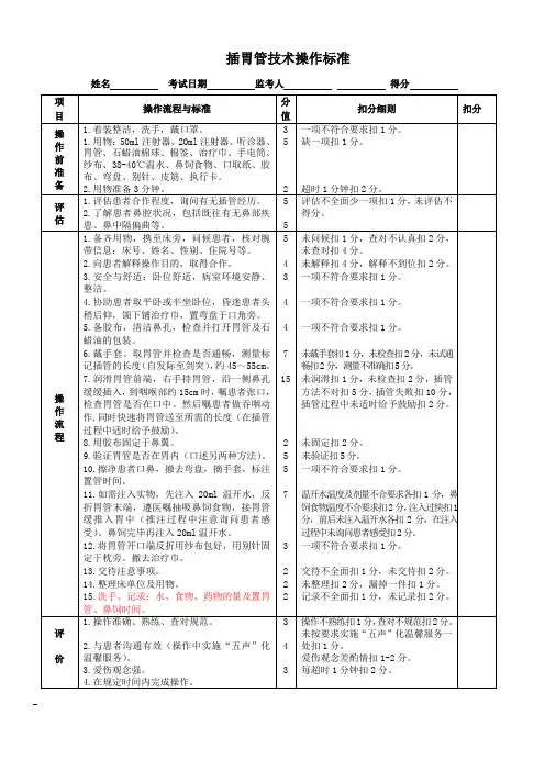 插胃管技术操作标准
