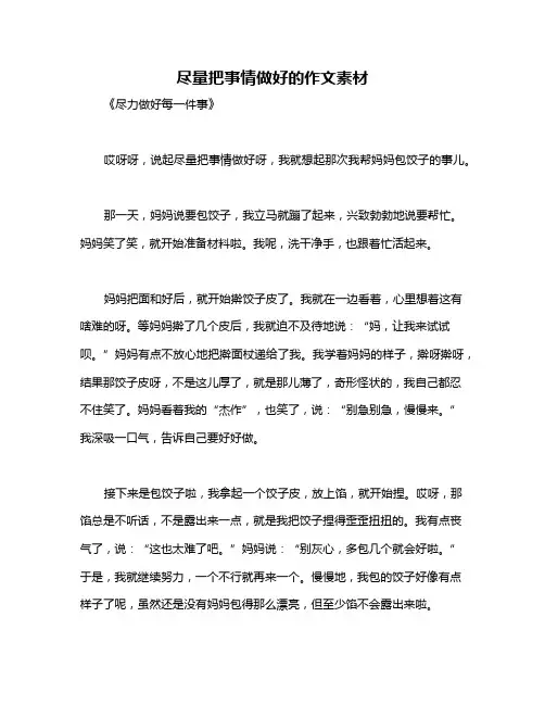 尽量把事情做好的作文素材