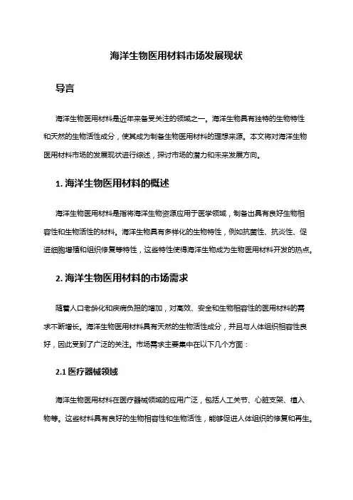 2024年海洋生物医用材料市场发展现状