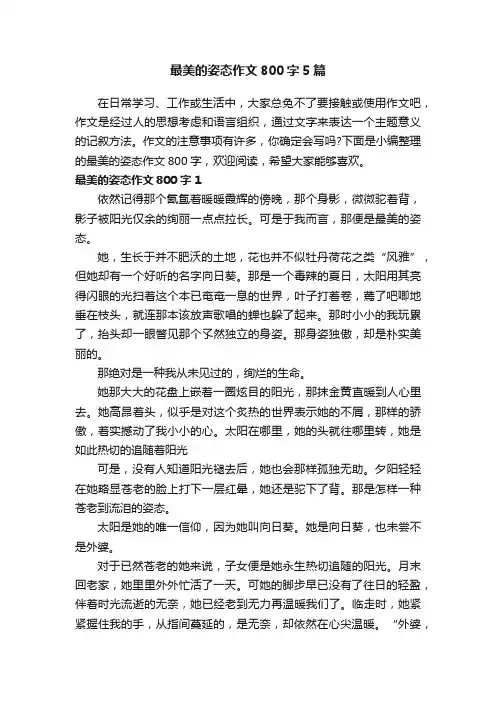 最美的姿态作文800字5篇