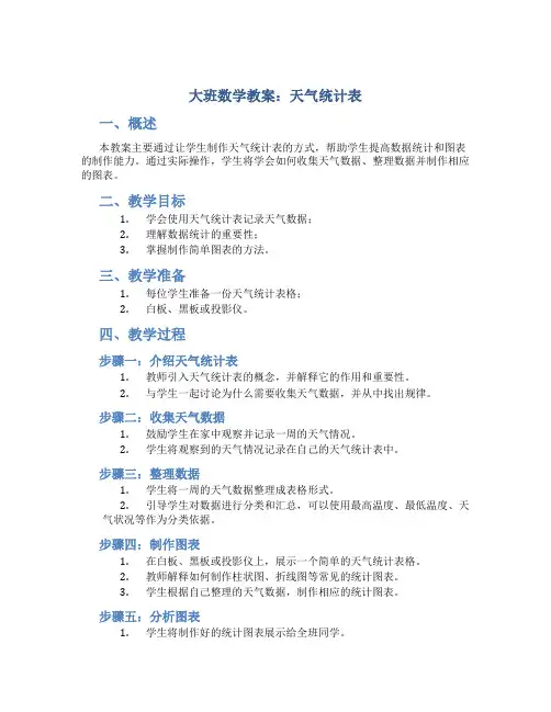 大班数学教案天气统计表