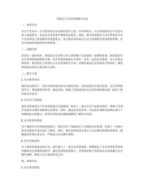 班组自主安全管理提升总结