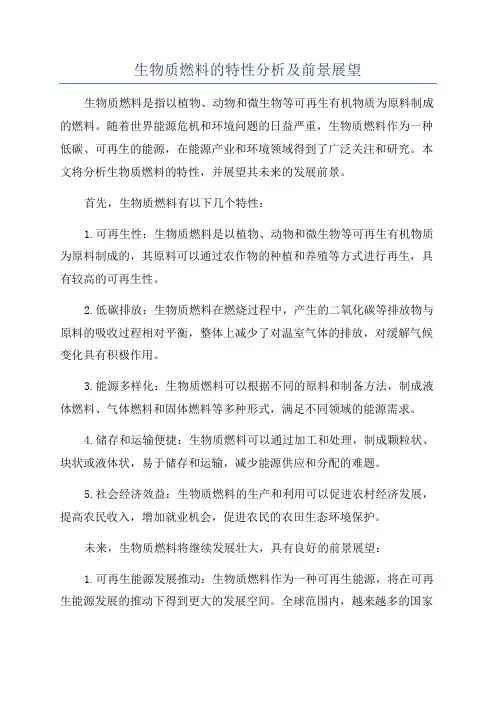 生物质燃料的特性分析及前景展望
