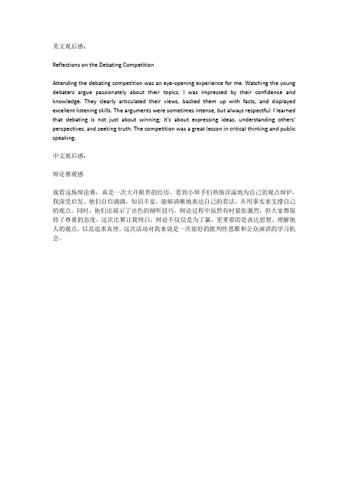 辩论赛观后感200字小学生