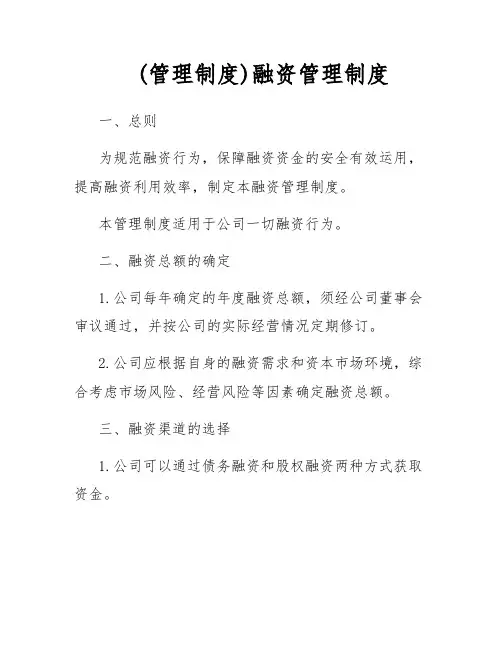 (管理制度)融资管理制度