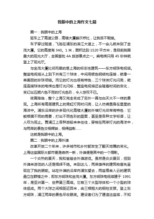 我眼中的上海作文七篇