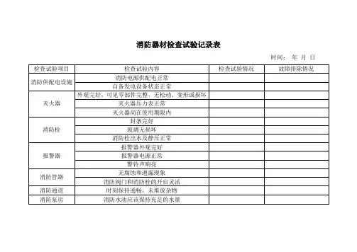 消防器材检查试验记录表
