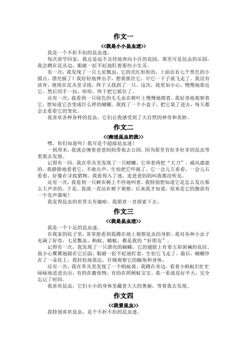 昆虫迷350字作文三年级
