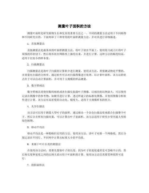 测量叶子面积的方法