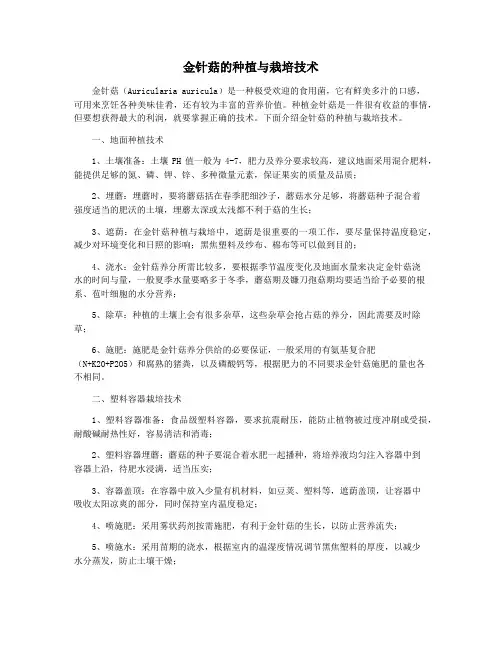 金针菇的种植与栽培技术